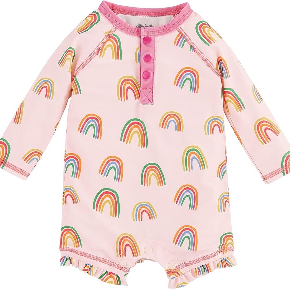 Mud Pie One-Piece Rash Guard, Rainbow